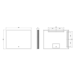 Vision 80x60 cm miroir rectangulaire avec éclairage LED 3 couleurs et capteur, transparent (SATZVIOBLED6080)