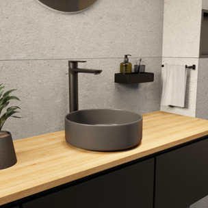 Vasque à poser ronde 36 cm hauteur 12,5 cm sans trop-plein gris mat PixL (CEPX3636GM)