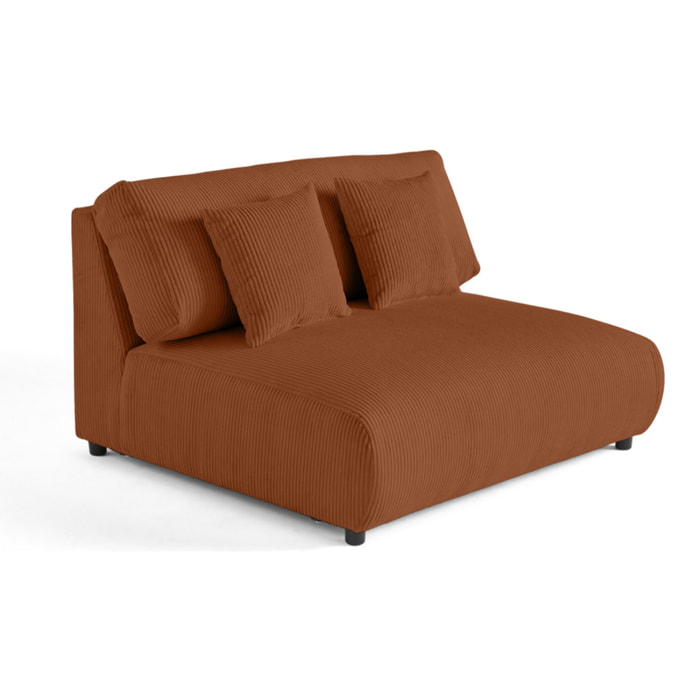 Garance - module d'assise 2 places sans accoudoirs - en velours côtelé - Terracotta