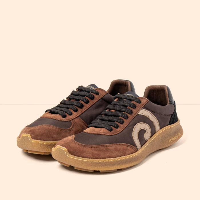 Zapatos N5435A MULTI MATERIAL BROWN-BLACK/OROEL color Brown-black