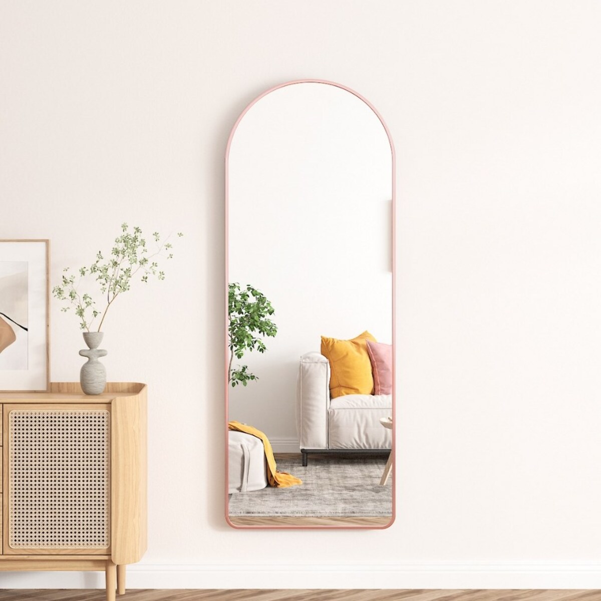 Specchio ad arco 50x160 cm da terra o parete con telaio oro rosa - Roanne