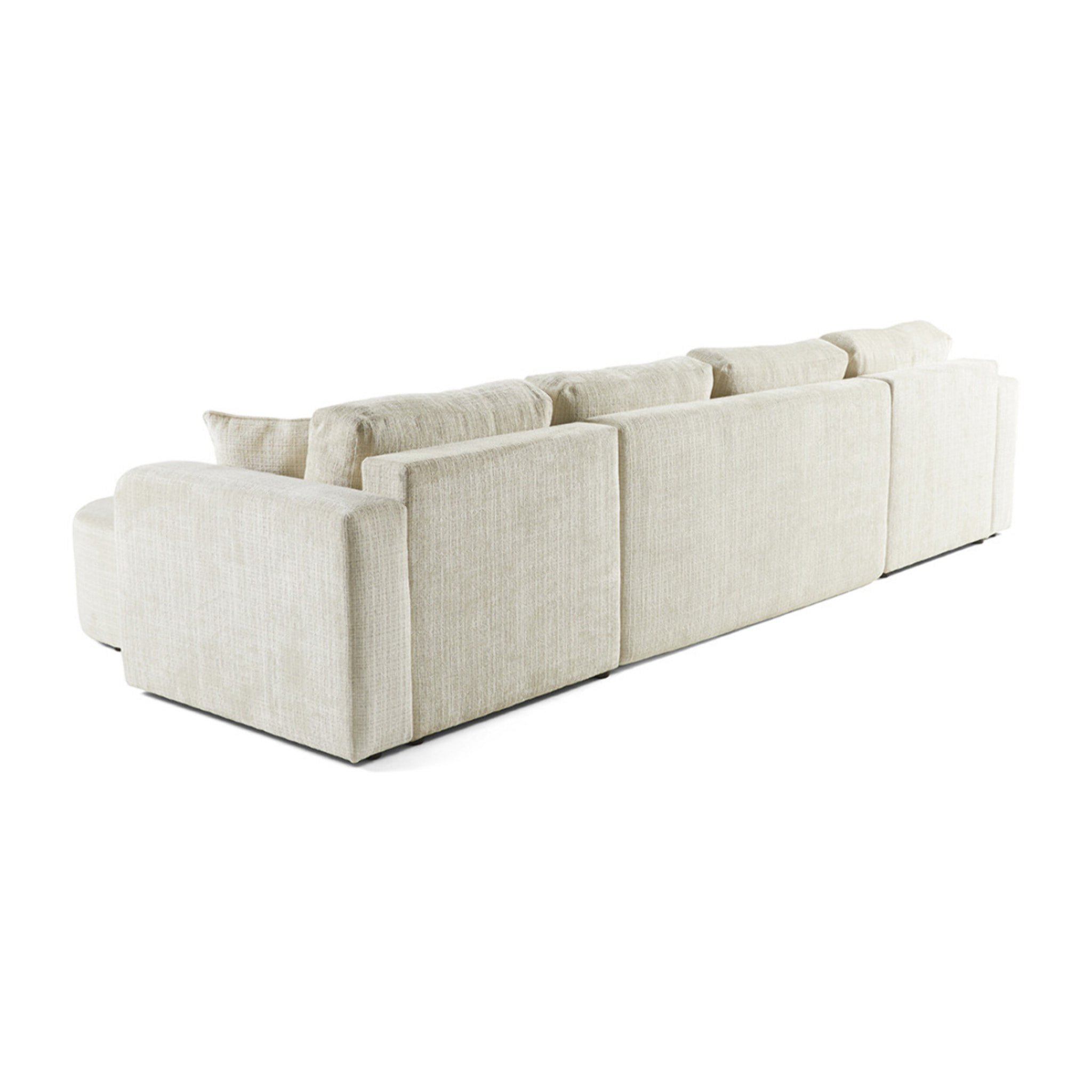 Miro - canapé panoramique en U 7 places - convertible avec coffre - en velours texturé - Beige