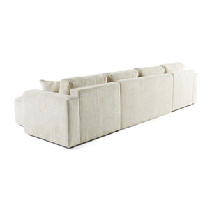 Miro - canapé panoramique en U 7 places - convertible avec coffre - en velours texturé - Beige