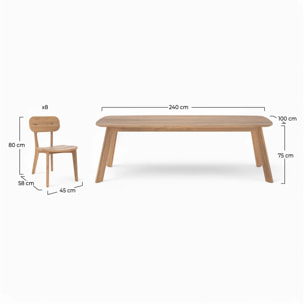 Table et chaises de jardin 8 personnes en bois recyclé - Lumo