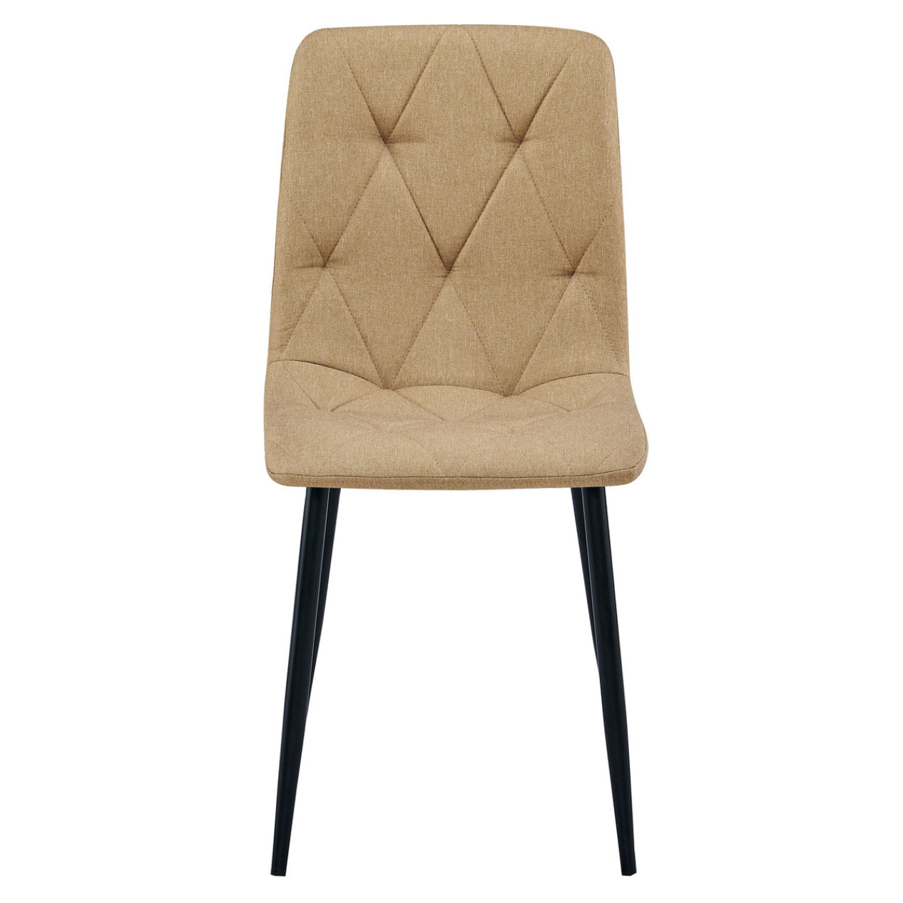Set di 4 Sedie Libra in Tessuto Marrone con Gambe Nere