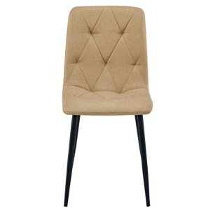 Set di 4 Sedie Libra in Tessuto Marrone con Gambe Nere