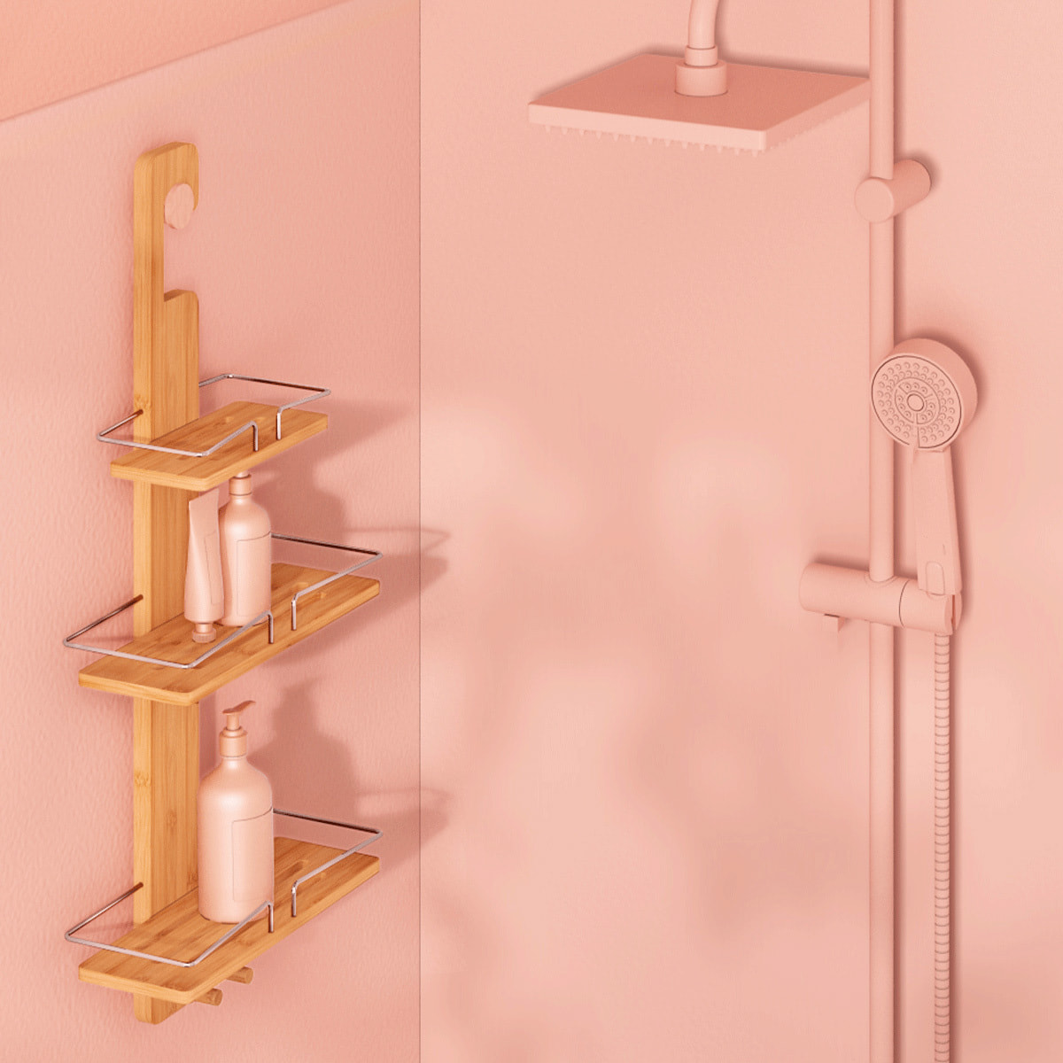 Serviteur de douche 3 niveaux Métal bambou