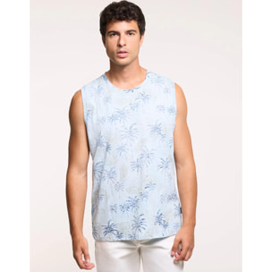 Camiseta Palmeras Sin Mangas Azul - Palmlako