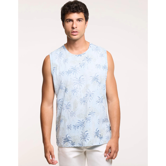 Camiseta Palmeras Sin Mangas Azul - Palmlako