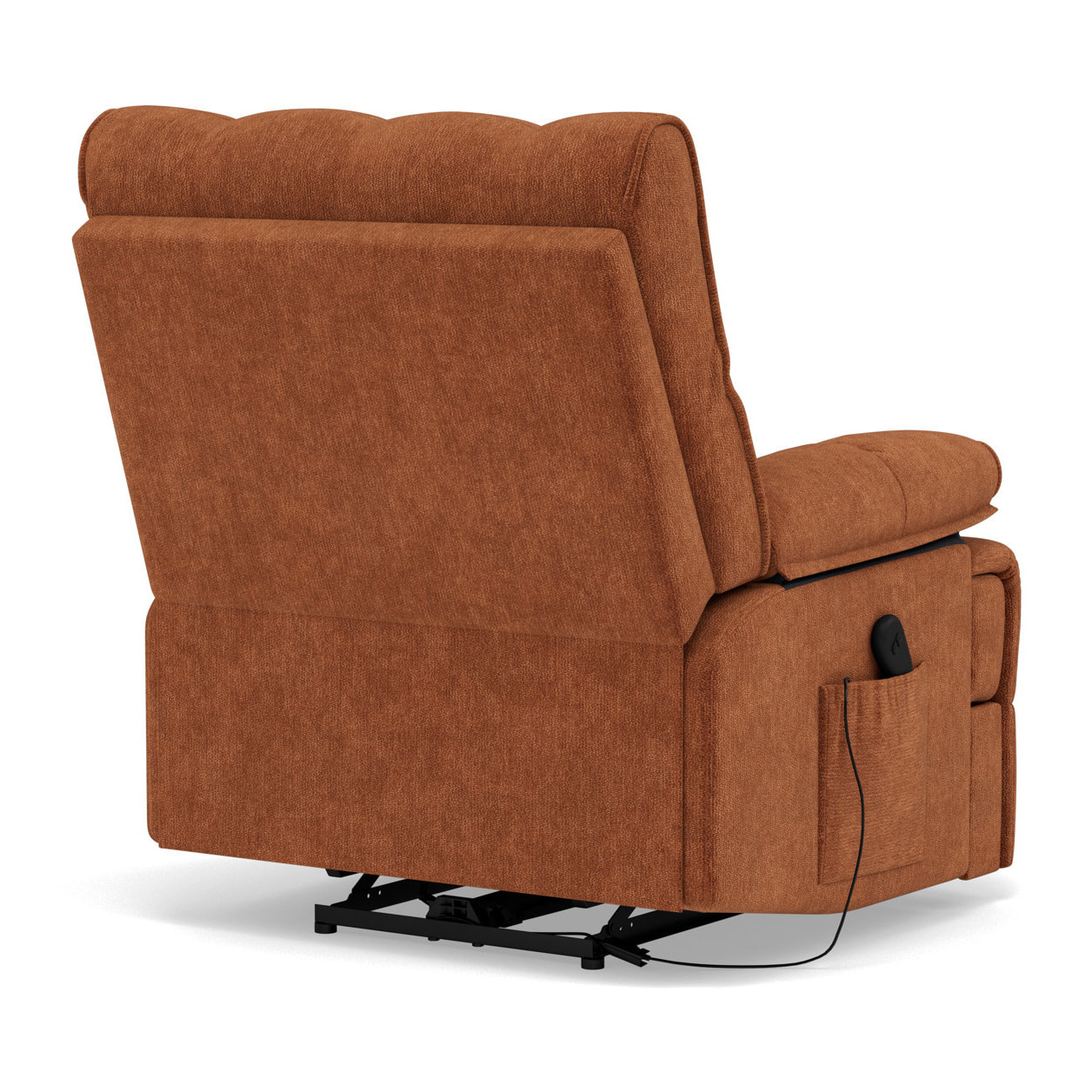 Chandler - Fauteuil relax électrique en velours texturé - Terracotta