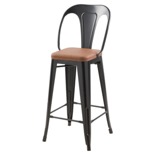 Lot de 2 chaises pour îlot central 68 cm noires et marron - Charly