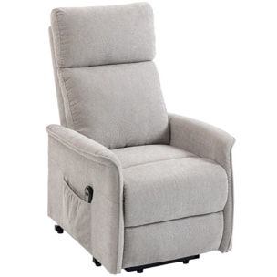 Fauteuil releveur électrique inclinable repose-pieds intégré tissu gris