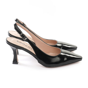 SLINGBACK SHINY CHOCOLA' NERO