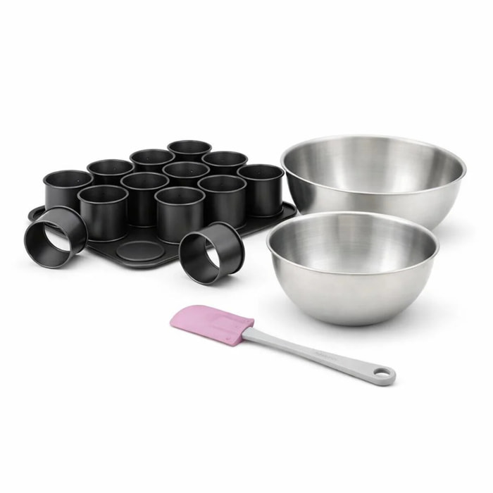Set de 4 ustensiles de pâtisserie moule à gâteaux 2 bols et spatule Black mettallic Black mettallic Zenker  Black mettallic