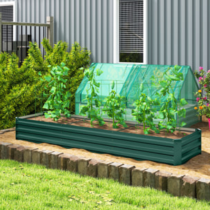 Jardinera Exterior Grande Rectangular de Acero Galvanizado, Huerto Urbano para Cultivar Plantas Hierba, Macetero Grande Exterior con Base Abierta Resistente a la Intemperie 240x60x30 cm Verde