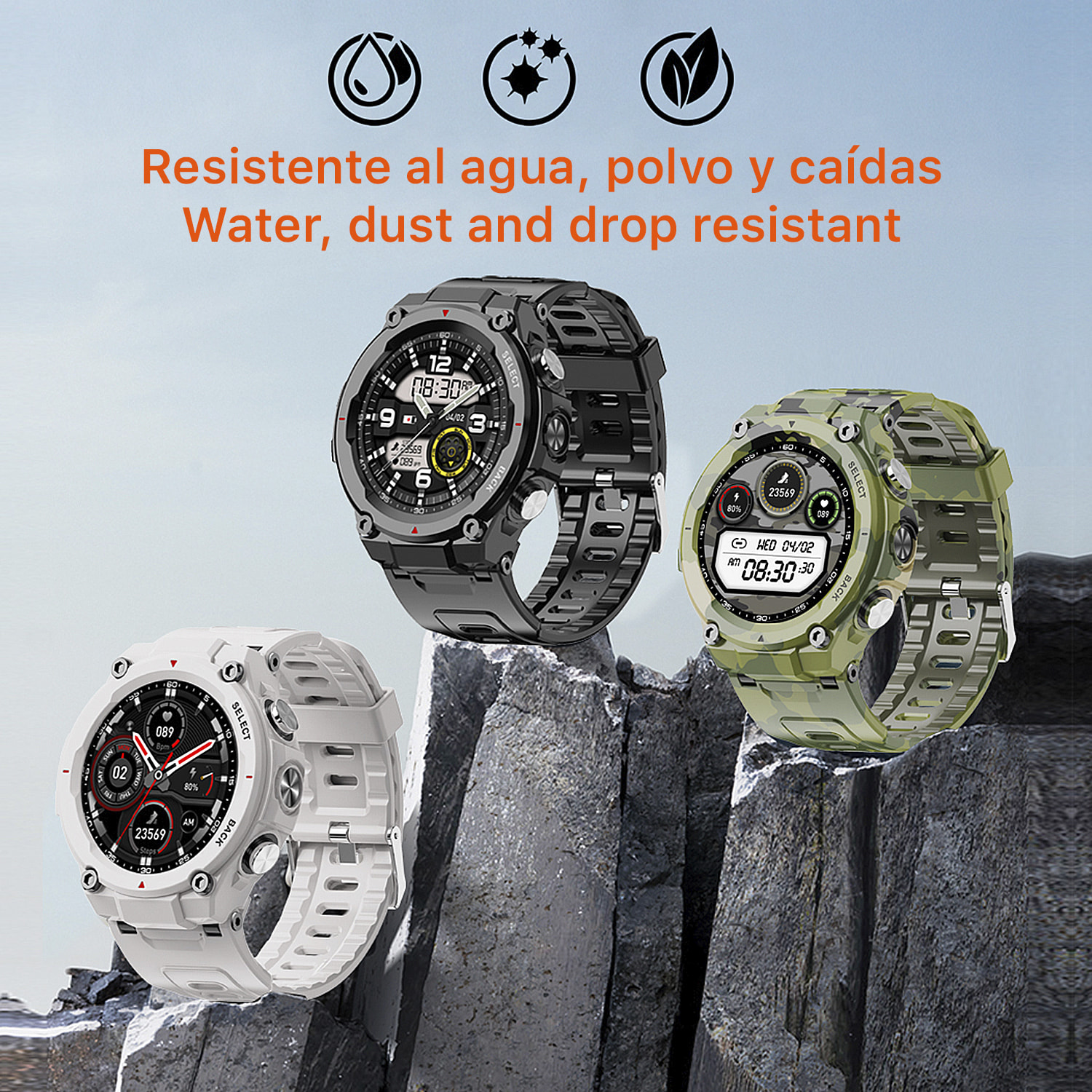 Smartwatch Q666K con batteria da 600mAh a lunga durata. Monitor cardiaco e della pressione sanguigna, sommergibile.