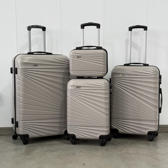 Juego de 4 maletas abs rígidas en plata nude metalizado