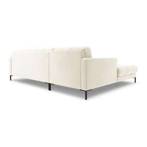 Canapé d'angle gauche "Bali" 5 places en velours beige clair
