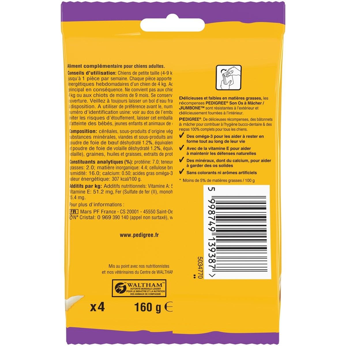 PEDIGREE Son Os à Mâcher Récompenses pour petit chien 4 friandises (1x160g)