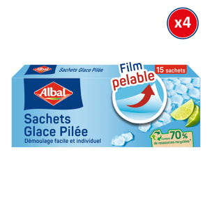 4x15 Sachets Glace Pilée Albal - 70% de ressources recyclées