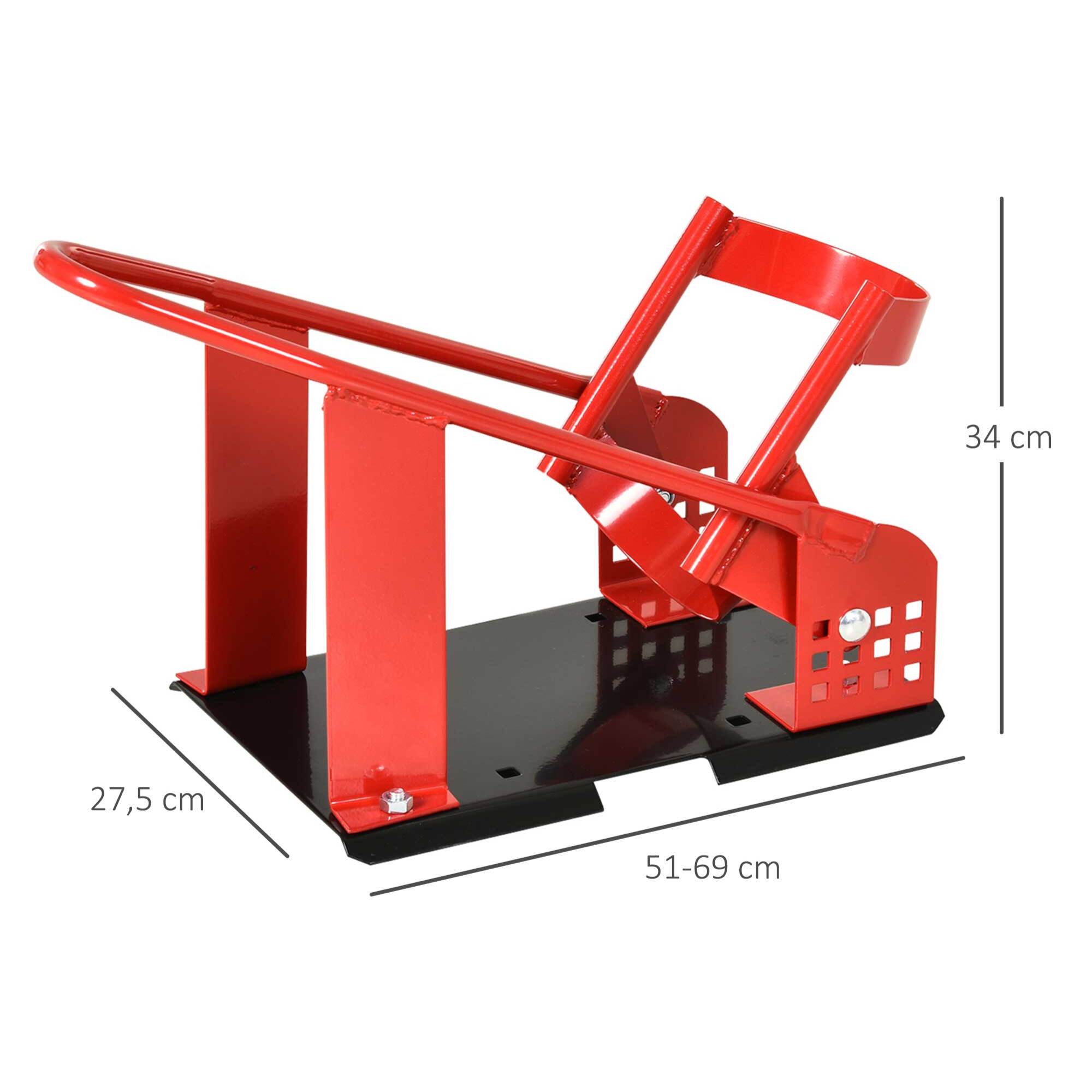 Caballete Moto con Longitud Ajustable Caballete Elevador Universal con Tapas de Goma Base Estructura Metálica Carga 450 kg para Trabajos de Mantenimiento Rojo