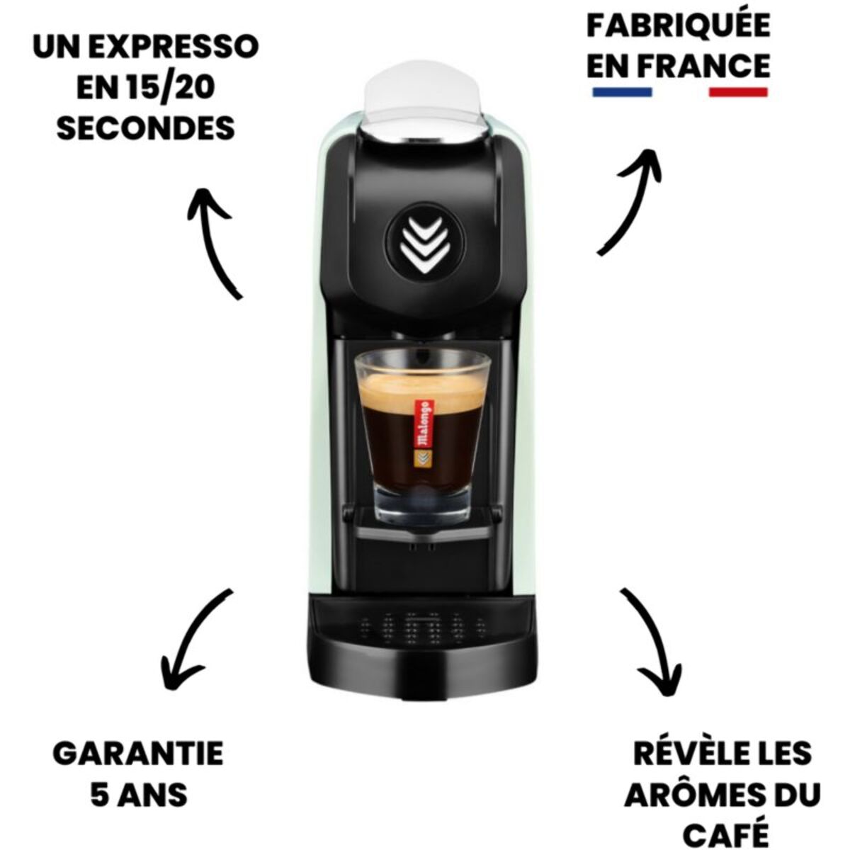 Cafetière à dosette MALONGO EOH VERT TILLEUL PASTEL