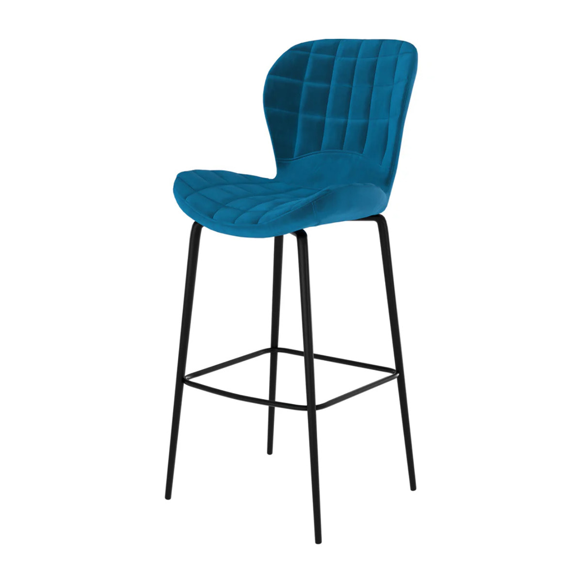 Lot de 2 chaises de bar 75 cm en velours bleu - Mazzia
