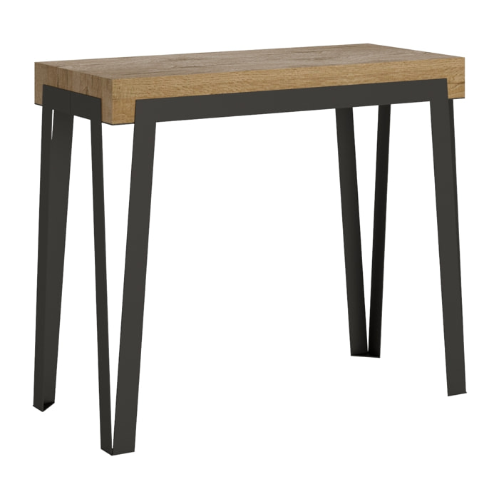 Console extensible 90x40/196 cm Rio Small Chêne Nature cadre Anthracite