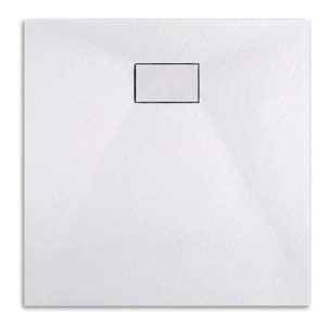 Essential 80x80 cm receveur de douche carré à poser SMC avec surface effet pierre, blanc (CERAES8080W)