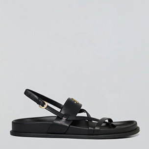 Sandali Allegra neri con cinturino in stile bio con dettagli metallici