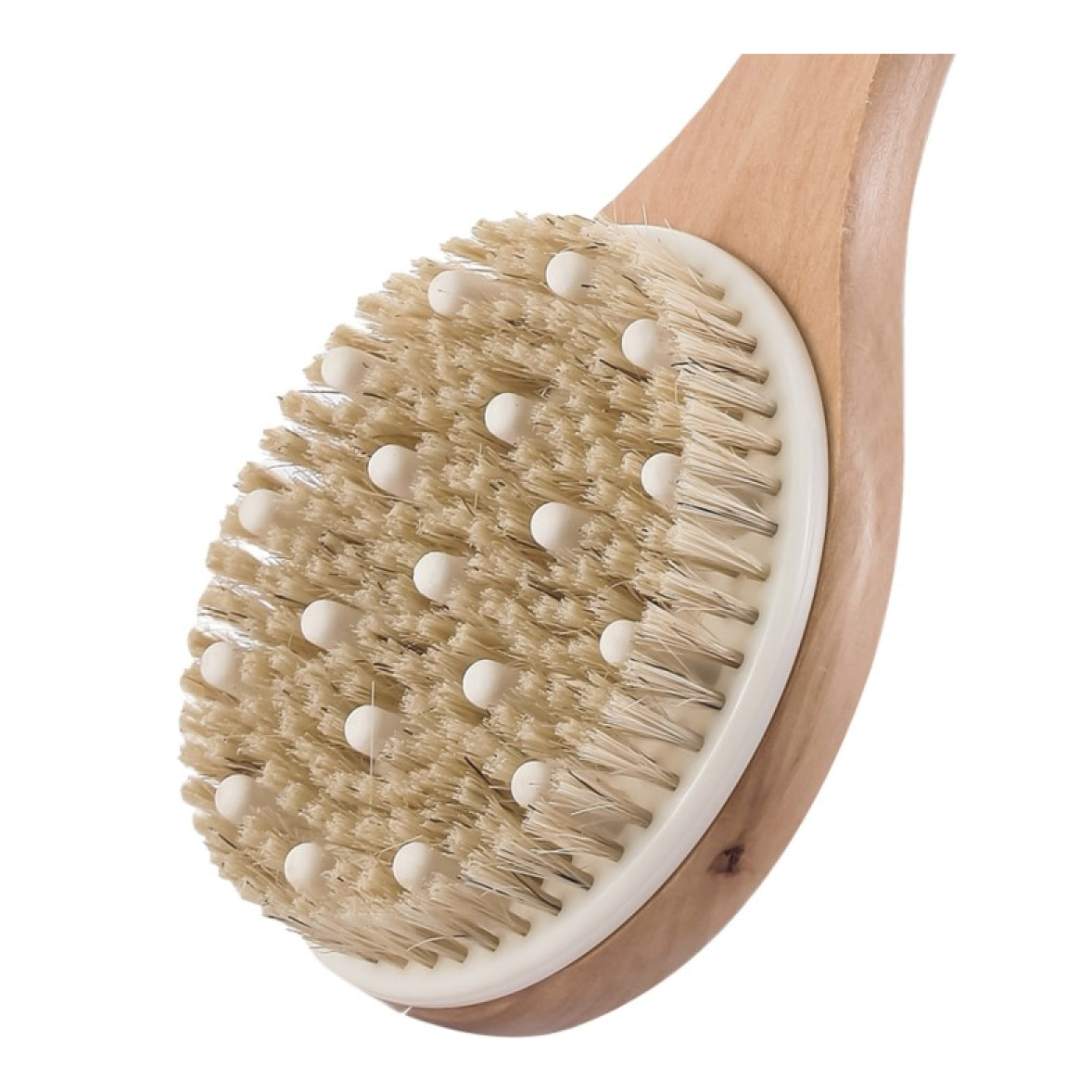 Brosse de bain en bois exfoliante avec manche long MSV
