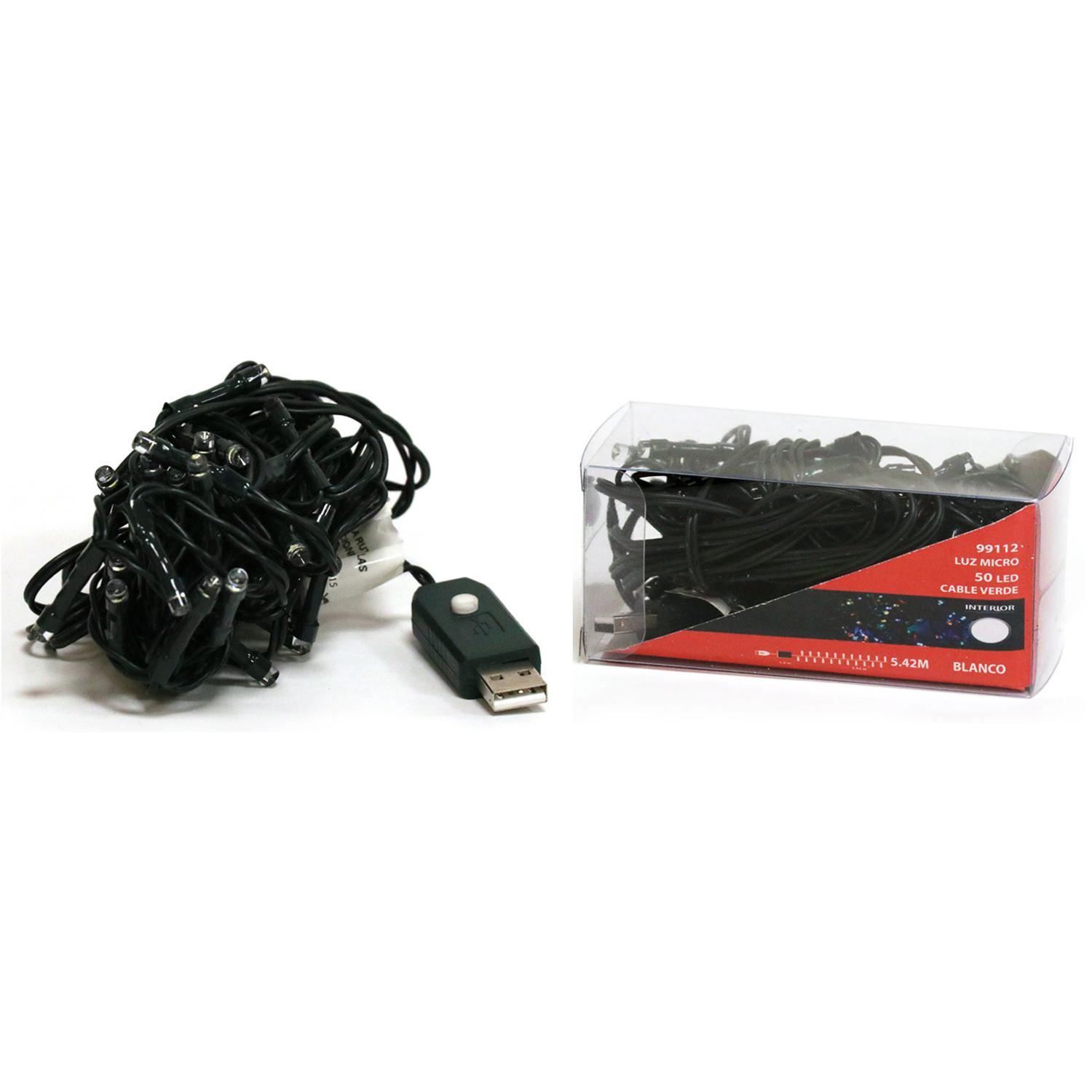 LUCES MICRO 100L LED COLOR CON USB CABLE VERDE INTERIOR 7.95M (24)