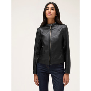 Motivi - Cazadora en tejido revestido con cortes shaping - Negro