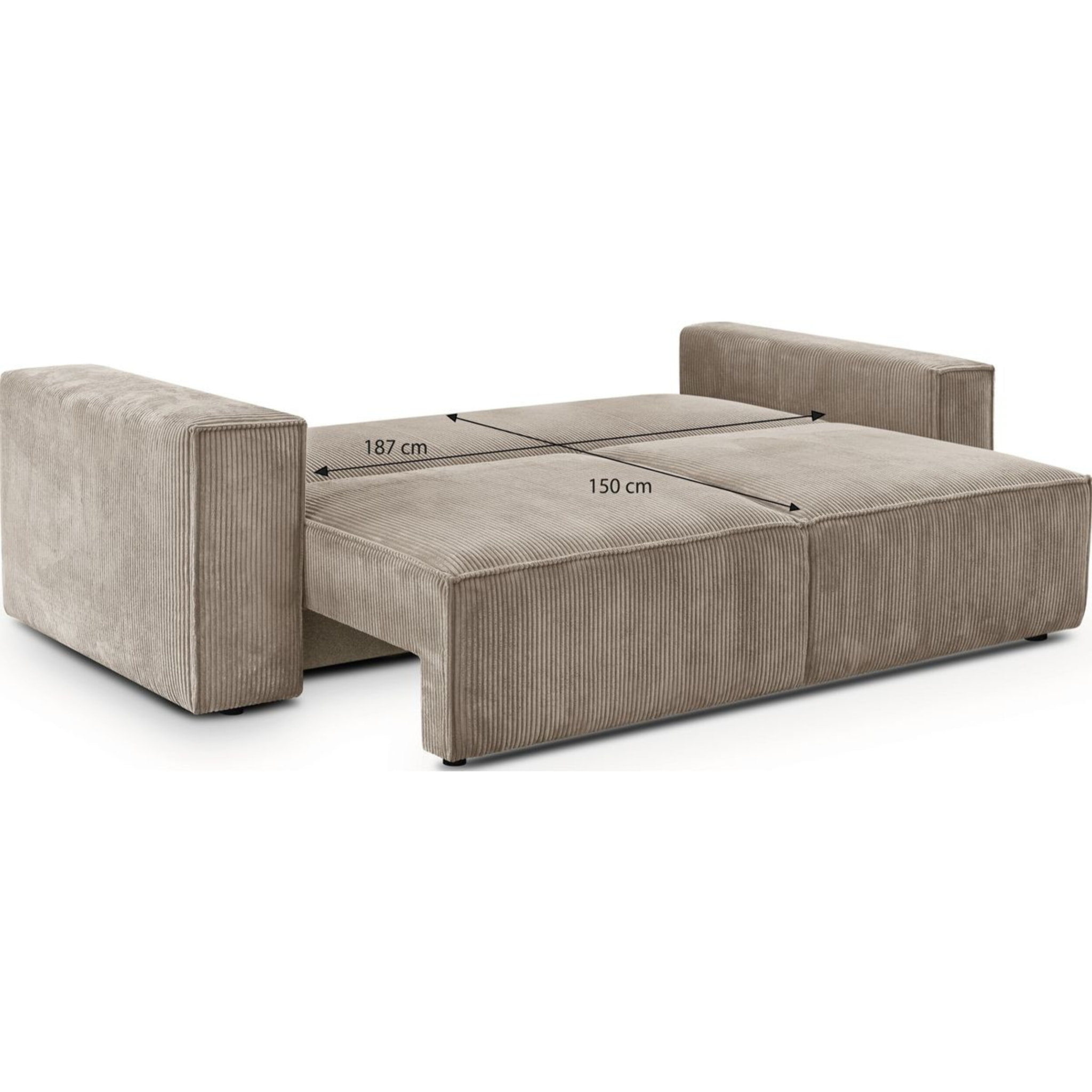 Canapé convertible 3 places en velours côtelé - HARPER