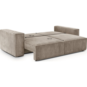 Canapé convertible 3 places en velours côtelé - HARPER