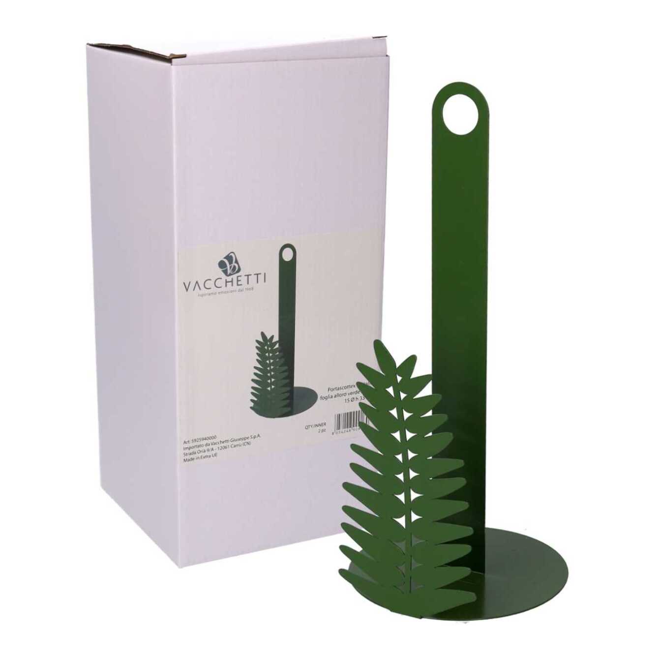 Portascottex in metallo foglia d'alloro verde scuro tondo ø15h33