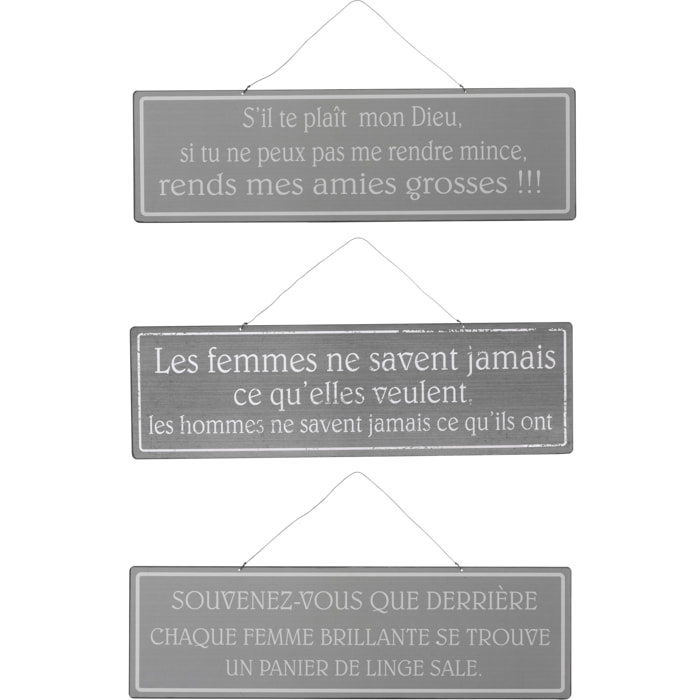 J-Line pancarte Anglais/Francais - métal - gris/blanc - 3 pcs
