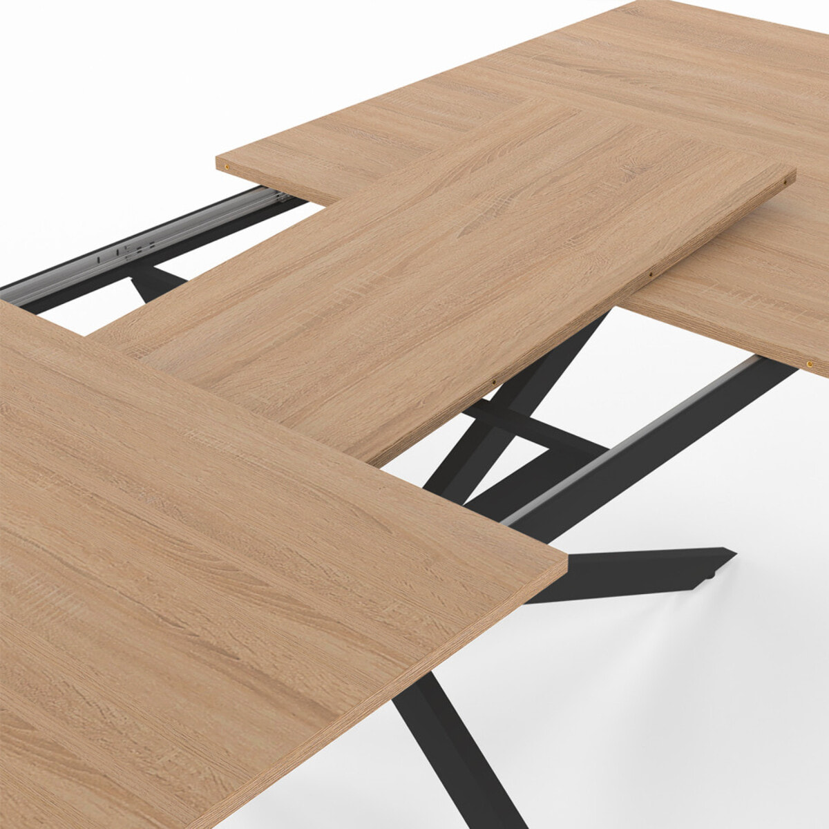 Table repas Spider plateau extensible 160-200cm et pieds croisés noirs