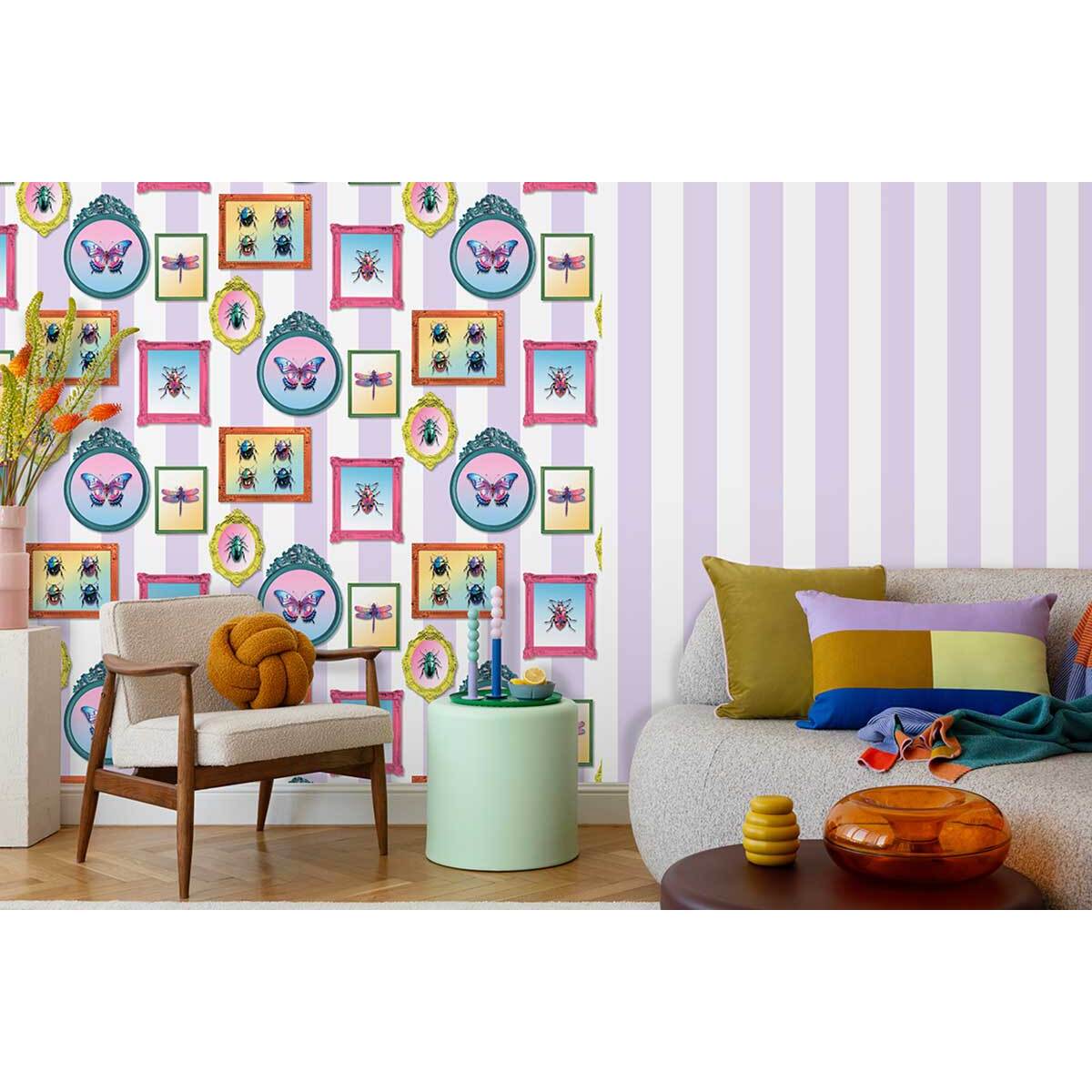 Papier peint lattes bois naturel sauge