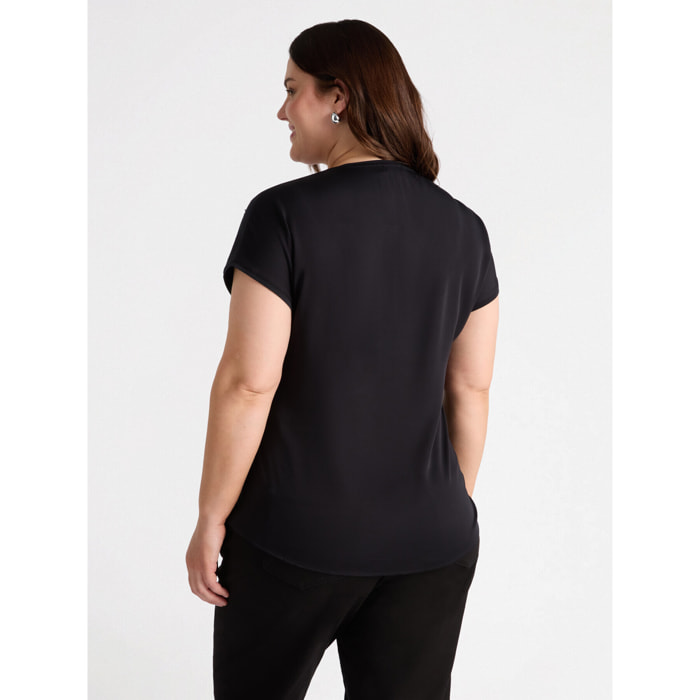 Fiorella Rubino - Camiseta con bordado floral - Negro