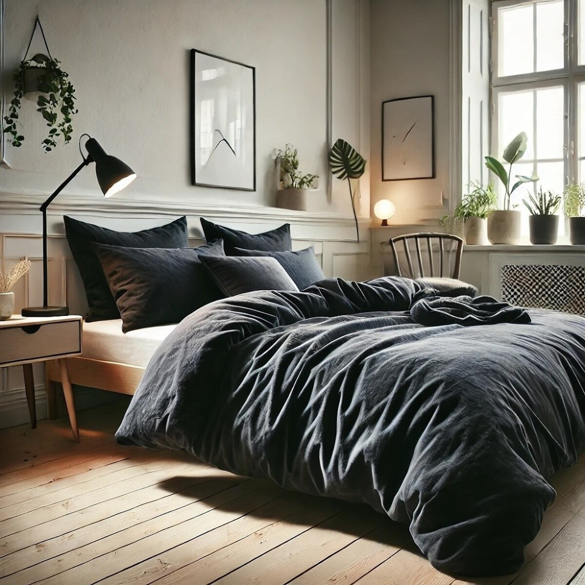 Parure Housse De Couette + 1 taie 100% Coton 57fils Gris FoncÉ