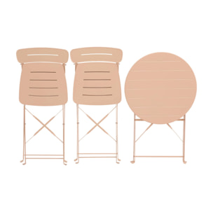 Table de jardin bistrot pliante ronde acier + 2 assises BALCONEA