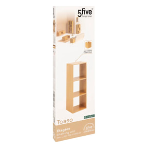 Étagère 3 cases "Tasso" effet bois naturel