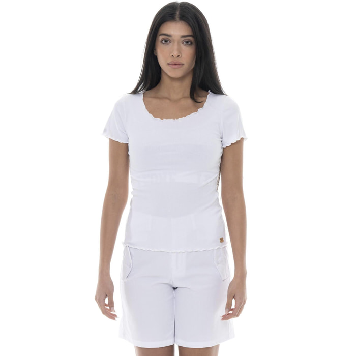 Camiseta mujer Leone Chic Gold canalé elástico