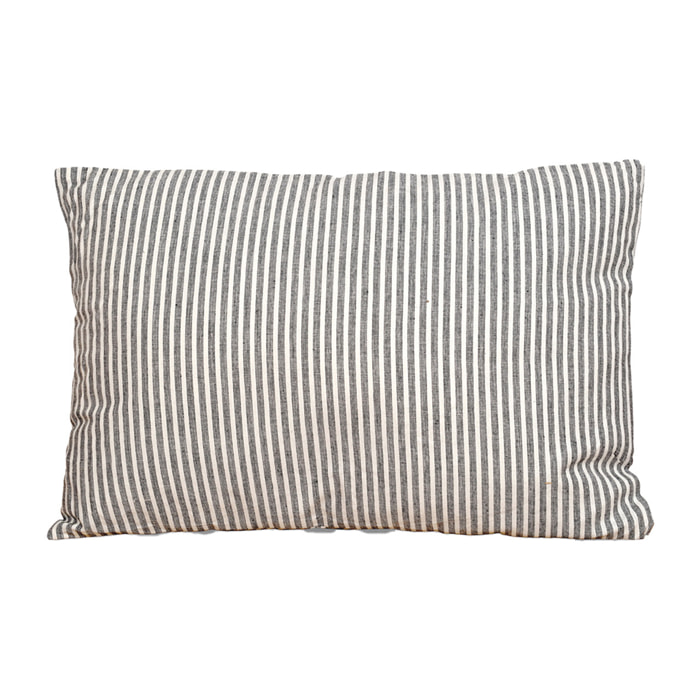 Coussin rayé 100% coton - Noir