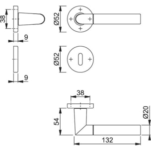 Garniture de porte HOPPE Lecce en aluminium anodisé bi-couleur - Clé en L - 3895276