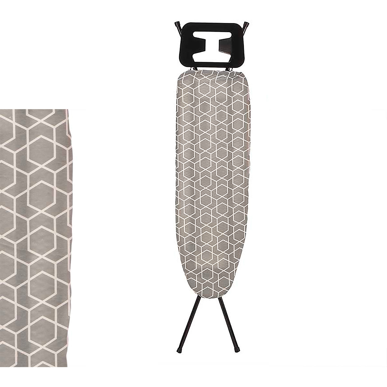 Asse da stiro pieghevole. Design geometrico. Area di stiratura 30x105 cm