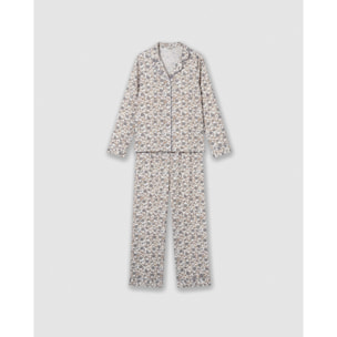 Pijama largo camisero viscosa classic azul grisáceo