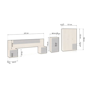 Dormitorio Akari 5C Plus Roble Canadian - Óxido