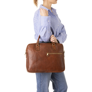 Borsa a mano  unisex In Vera pelle Made in Italy 38x28x7 cm